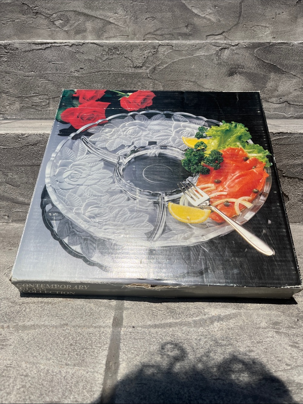 Soga Japan Contemporary Glass Divided Serving Platter - Clear